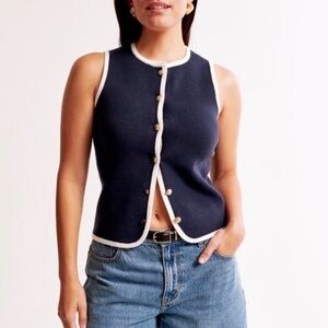 Abercrombie & Fitch Navy and White Trim Top